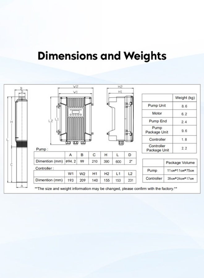 Maxima Solar Water Pump SPW4-6P-X-1.8K AC/DC Hybrid High-Efficiency Submersible Borehole Pump with MPPT Controller for Irrigation & Off-Grid Water Supply - Image 2